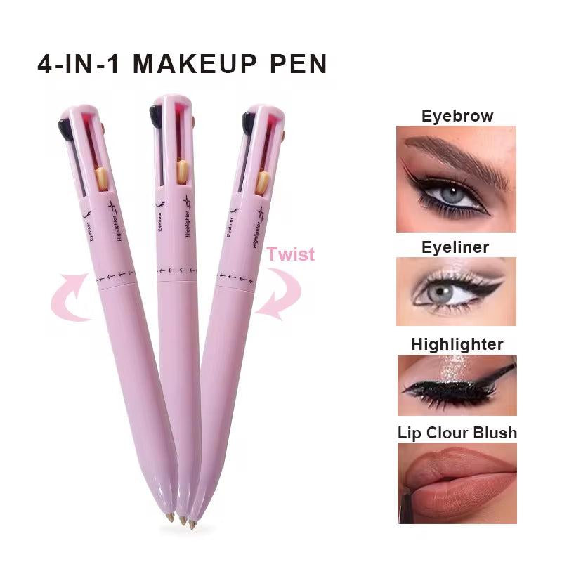 4-In-1 Cosmetic Pen (Eyeliner Pen, Eyebrow Pencil, Lipliner, Fluorescent Pen), Multi-Functional Portable Beauty Products Makeup Cream Daily